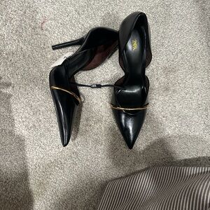 Zara Black Heels with Gold Accent